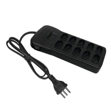 Imagem de Filtro de Linha 10 Tomadas Bivolt Preto Force Line