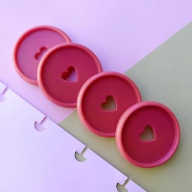 Imagem de Kit 12 Discos G 32mm de Caderno Infinito Sistema Inteligente Amor Infinito Cadernos - Coração (Rosa Glitter)