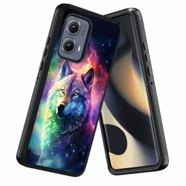 Imagem de DEHJYYIJUY Projetada para Motorola Moto Edge 5G 2024, à prova de choque, à prova de poeira/queda, 3 camadas, resistente, capa protetora robusta para Moto Edge 5G 2024, Wolf