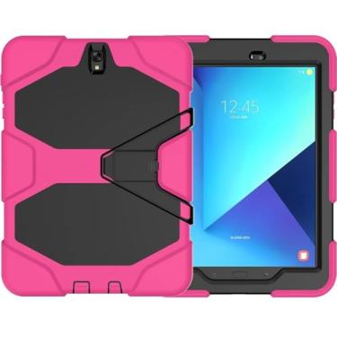 Imagem de Capa para Samsung Galaxy Tab S2/S3 T820 T813 9,7 polegadas 2022, à prova de choque, antiqueda, resistente, para tablet SM-T820 SM-810 (rosered, para Samsung S3)