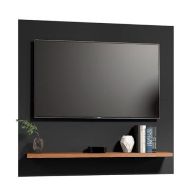 Imagem de E-NOVA MÓVEIS - Painel Suspenso para TV até 32 Polegadas com Prateleira Ajustável (PRETO FREIJÓ) - Moderno - Prateleira Ajustável - Painel de TV com prateleira