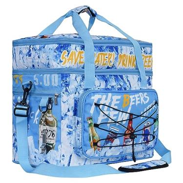 Imagem de Bolsa térmica macia para 60 latas, dobrável, com isolamento lateral, grande, à prova de vazamento, refrigerador de acampamento, piquenique, à prova d'água, bolsa de preparação de refeições,