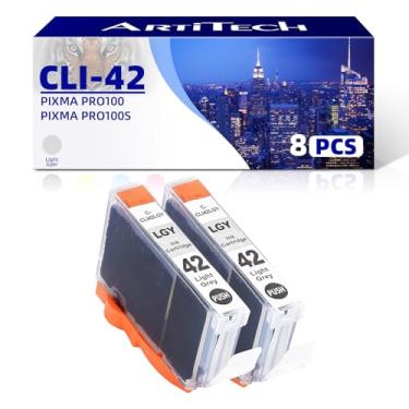 Imagem de ARTITECH Cartuchos de tinta compatíveis CLI-42 LGY Pixma Pro-100 para Canon CLI42 CLI-42 Cartucho de tinta cinza claro funciona para impressoras Pixma Pro-100S, pacote com 2 CLI-42 LGY
