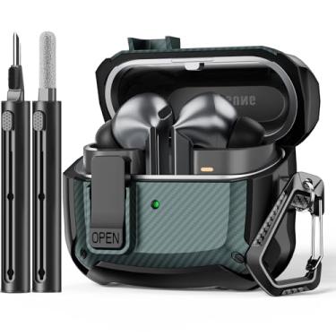 Imagem de Polislime Capa Rígida à Prova de Choque para Samsung Galaxy Buds 3 e 3 Pro, com Trava de Segurança e Kit de Limpeza - Preta