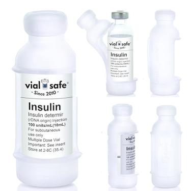 Imagem de VIAL SAFE | Capa protetora de frasco de insulina | Protetor seguro de frasco de insulina e tampa para frascos de 10 ml | Serve para Lantus, Admelog, Apidra | Pacote com 2 | Transparente