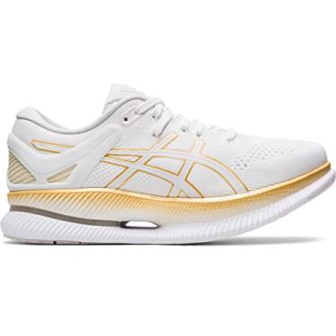 Imagem de ASICS Tênis de corrida feminino MetaRide, Branco/Ouro puro, 40