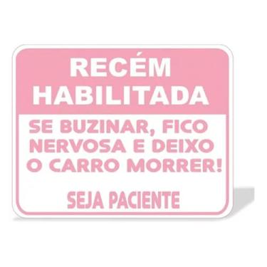 Imagem de Adesivo Rosa Recem Habilitada Buzinar Carro Morre Pacienca