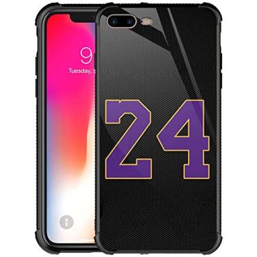 Imagem de Capa para iPhone 8 Plus Preta 24 Jersey Roxo Amarelo Gráfico para Meninas Meninos Desenho Estampa de Imagem À Prova de Choque Anti-Arranhões Capa Traseira Rígida PC para Apple iPhone 7/8 Plus
