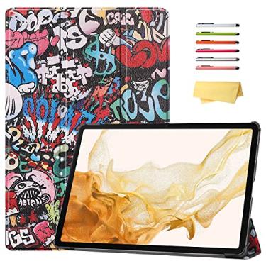 Imagem de UUcovers Capa para Galaxy Tab S7 FE 5G 2021/Tab S8 Plus 2022/S7 Plus 2020 31.5 cm com suporte, capa leve à prova de choque, hibernar/despertar automática para Tab S7 FE/S8+/S7+, desenho de grafite