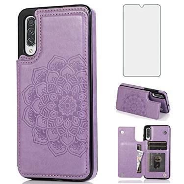 Imagem de Asuwish Capa compatível com Samsung Galaxy A50 e protetor de tela de vidro temperado com compartimento para cartão de celular com suporte para celular Glaxay A 50 Gaxaly A50S A30S S50 50A A505 A505W