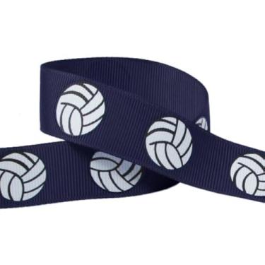 Imagem de Fita de voleibol para artesanato - Q-YO fita de gorgorão de vôleibol/softbol/futebol para arcos de torcida, uniforme de equipe, costura e mais (10 jardas ou (2 x 5 jardas) 7/20.3 cm voleibol - azul