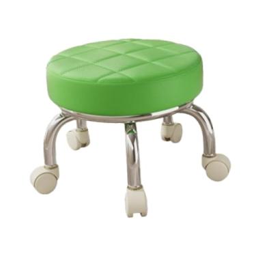 Imagem de Generic Banco de assento baixo giratório 360° com polia, banco baixo para pedicure feminino, banco para trabalhos domésticos pesados para salões, sala de, Verde