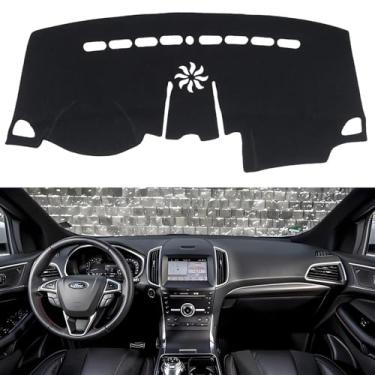 Imagem de IIKSDII Capa de painel para painel de instrumentos adequada para Fo-rd Edge 2023-2015 (sem modelos HUD), tapete antirreflexo, protetor solar antiderrapante (preto)