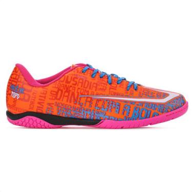 Imagem de Chuteira Topper Futsal Resenha Laranja Azul e Rosa - Masculino, 42, La