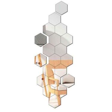 Imagem de Espelho Para Decoração Para Quarto Sala Hexágonos Acrílico - 10 unidad
