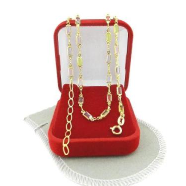 Imagem de Corrente Feminina 40/45cm 3mm Colorida Folheada Ouro CR769 - WNBIJOUTE