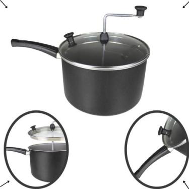 Imagem de Pipoqueira Profissional Antiaderente Tampa de Vidro Sem Oleo  Sal Doce