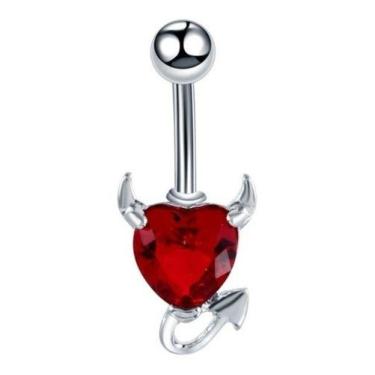 Imagem de Piercing Umbigo Tentação Coração Vermelho Sexy Estilo - 3Istore, Prate
