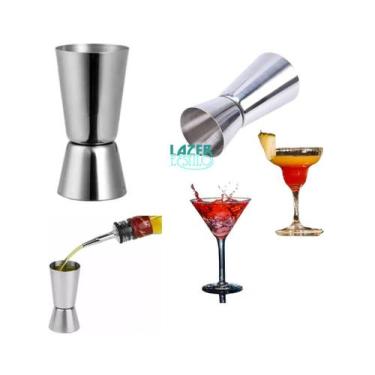 Imagem de Dosador Duplo De Bebidas Drink Em Aço Inox - Coquetel Whisky - Lazer e