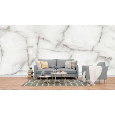Imagem de Papel de Parede Painel 3D Mármore Carrara Branco 4M Auto Colante Laváv