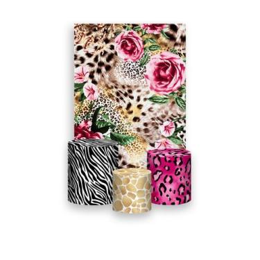 Imagem de Painel De Festa Vertical 1,50 x 2,20 + Trio De Capas Cilindro - Peles 