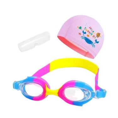 Imagem de Kit Óculos Natação Com Estojo e Touca Infantil Desenhos Coleção Peixin