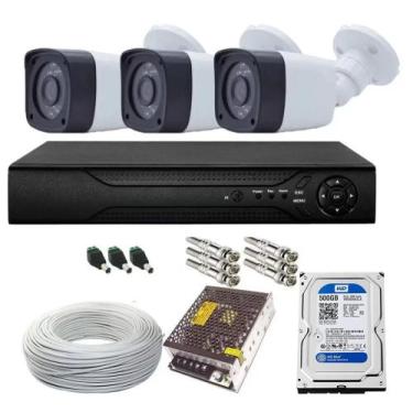 Imagem de Kit 3 Camera de Segurança Infra 30m 1080p 2mp Dvr 4ch Multi Hd - Citro