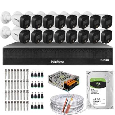 Imagem de Kit 16 Cameras 1220 Full Color Intelbras Dvr Mhdx 16 Ch Color Noite C/