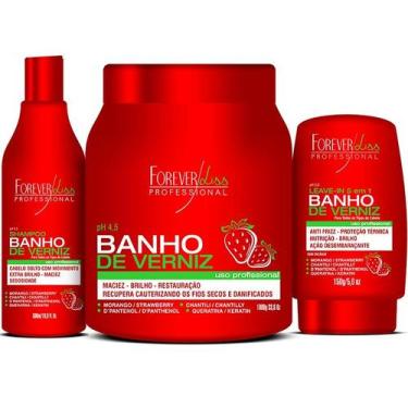 Imagem de Kit Banho de Verniz Morango Profissional  Forever Liss