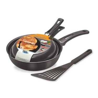 Imagem de Kit Antiaderente Omeleteira 18 + Frigideira Alta 22 + Espátula Dona Ch