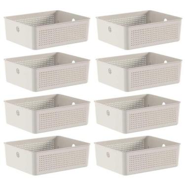 Imagem de 8x Cestos 5,4L Organizador OU Flow Bege 9cm x 22cm x 27cm