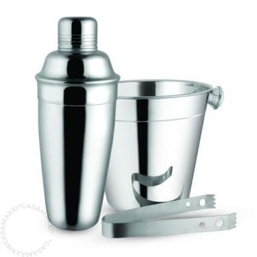 Imagem de Conjunto De Barman Balde De Gelo Coqueteleira E Pegador Inox - CASA MA