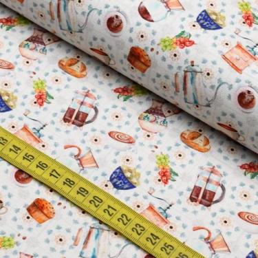 Imagem de Tecido Estampado Para Patchwork - Café Português 2756 (0,50X1,50) - CÍ