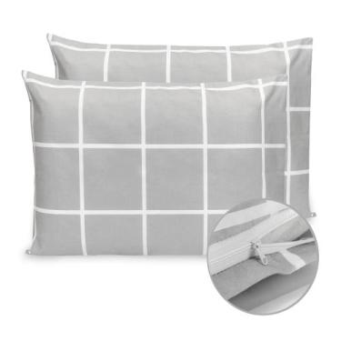 Imagem de Kit 2 Fronhas Estampadas 90x50cm C/ Zíper 400 Fios Toque Acetinado Per