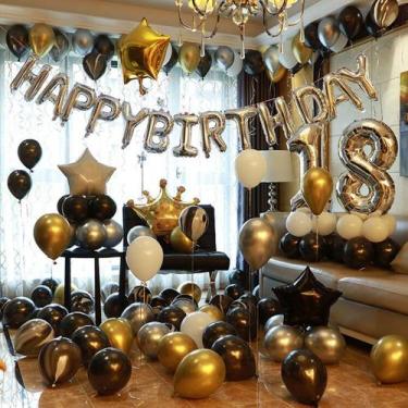 Imagem de Kit Decoração Aniversário Balões Festas Bexigas + 2 NÚMEROS - Festas e