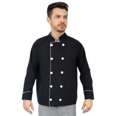 Imagem de Dolmã Chefe de Cozinha Masculino - DEMORGAN, Preto, PP