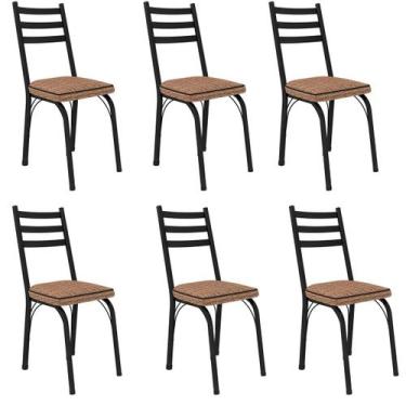 Imagem de Kit 6 Cadeiras para Cozinha Tubular D-13 Nara de Aço - Artefamol, Pret