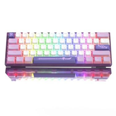 Imagem de Teclado mecânico Womier 60%, teclado gamer com fio RGB WK61, teclado cremoso de troca rápida com teclas PBT, interruptor vermelho linear para Windows/MAC (roxo)