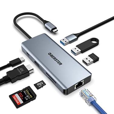 Imagem de Hub 8 em 1 USB C com 4K HDMI, estação de ancoragem adaptador USB C com LAN RJ45, 100W PD, SD/TF, 2 USB 3.0, USB 2.0 para MacBook Pro/Air/Windows Surface Pro 7