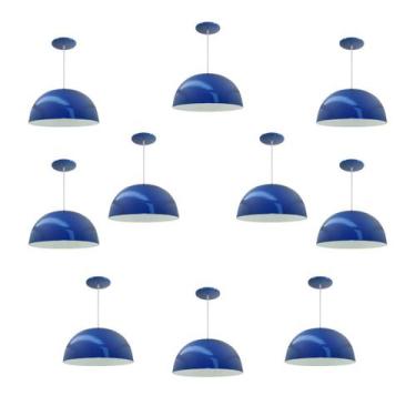 Imagem de Kit 10 Luminária Pendente Meia Lua 24cm Com Interior Branco Brilho Fia