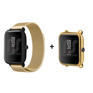 Imagem de Kit Pulseira Compatível com Amazfit Bip De Metal / Aço - Magnética + C