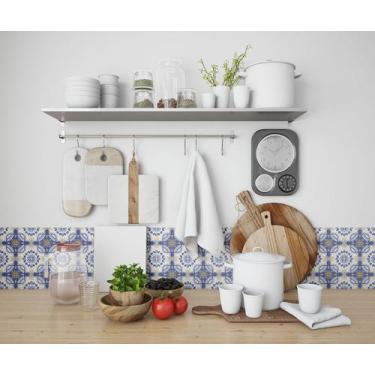Imagem de Papel De Parede Adesivo Azulejo Azul Mandala Cozinha 2,80 - PlimShop