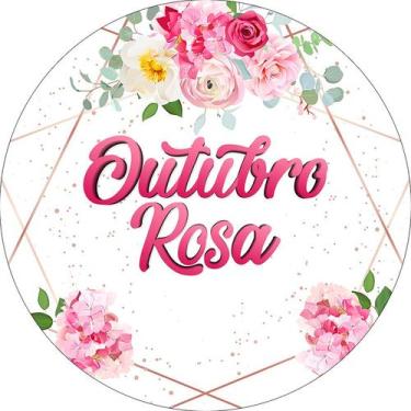 Imagem de Painel De Festa Redondo 1,50x1,50 - Outubro Rosa Floral 006 - Via Core
