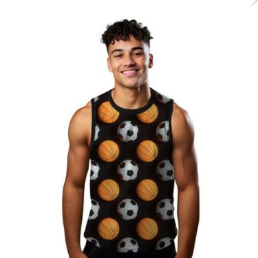 Imagem de Camiseta Regata Verão Estilo Moda Praia Bolas Esporte Basquete Futebol