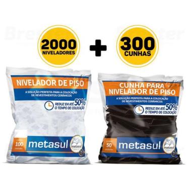 Imagem de Kit 2000 Nivelador Espaçador Clips Piso Porcelanato + 300 Cunhas Metas
