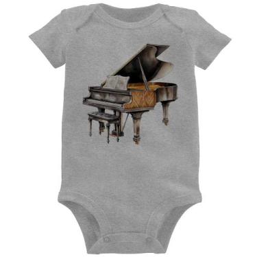 Imagem de Body Bebê Piano Arte - Foca na Moda, Cinza, P