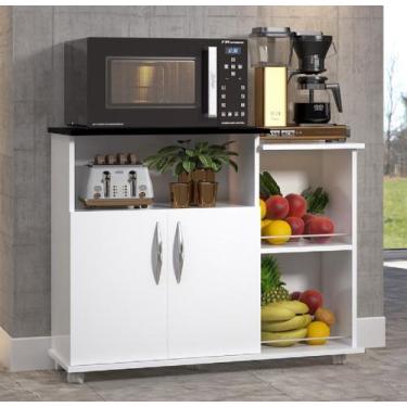 Imagem de Fruteira Branco c/ Preto Multiuso c/ Rodinhas 2 Portas Cozinha - Click