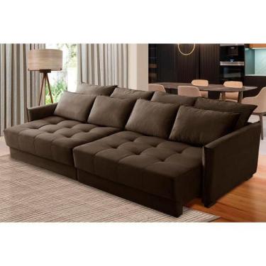 Imagem de Sofá Sem Caixa Retrátil Reclinável 2,30m Clara Veludo Marrom Kaleo Dec