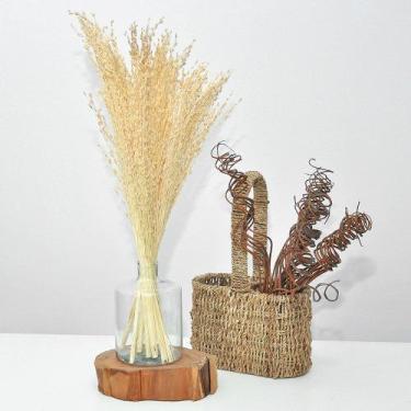 Imagem de Arranjo de flores desidratadas capim branco + vaso de vidro - Beauté