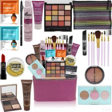 Imagem de Maleta De Maquiagem Completa Profissional Top - Glow Pink, BASE MÉDIA